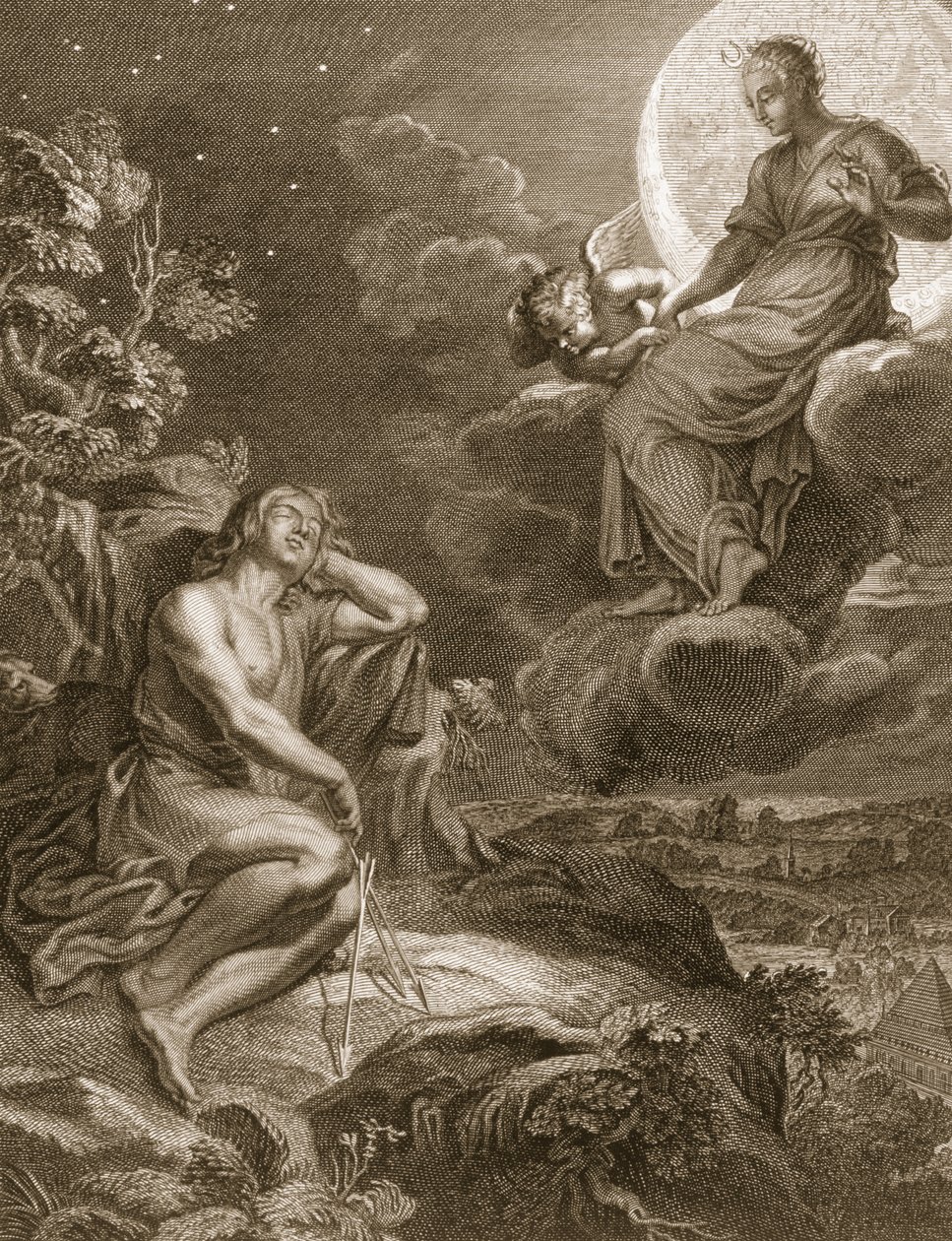 Månen och Endymion, 1731 av Bernard Picart