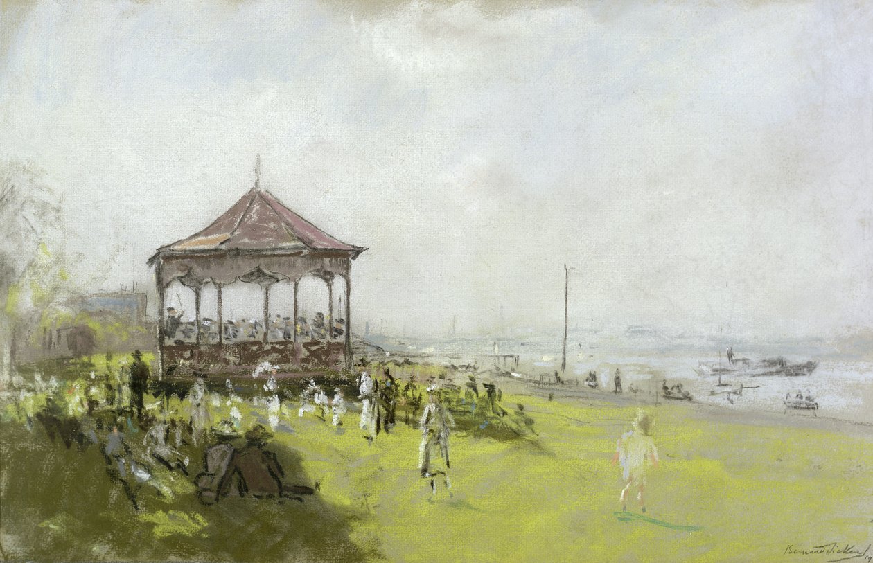 Figurer nära ett musikspel, 1922 (pastell och krita på papper) av Bernard Sickert