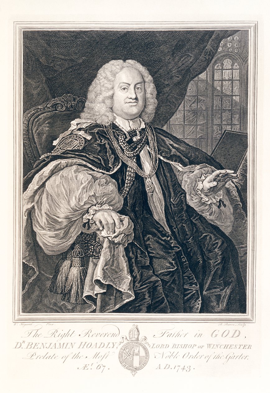 Porträtt av Dr Benjamin Hoadly, Lord Bishop of Winchester, 1743. av Bernard Baron