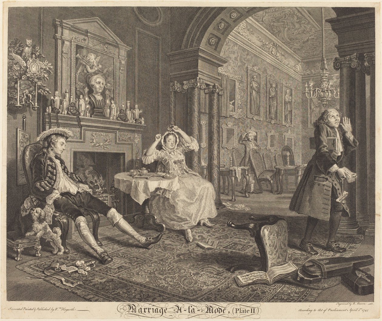 Äktenskap a la Mode: pl. 2 av Bernard Baron after William Hogarth