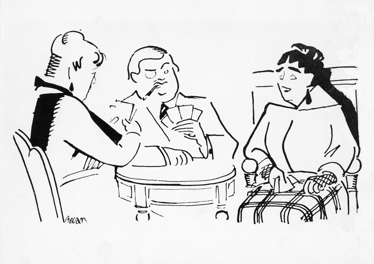 Kortspel, illustration för Cheri, roman av Sidonie-Gabrielle Colette (1873-1954) av Bernard Becan