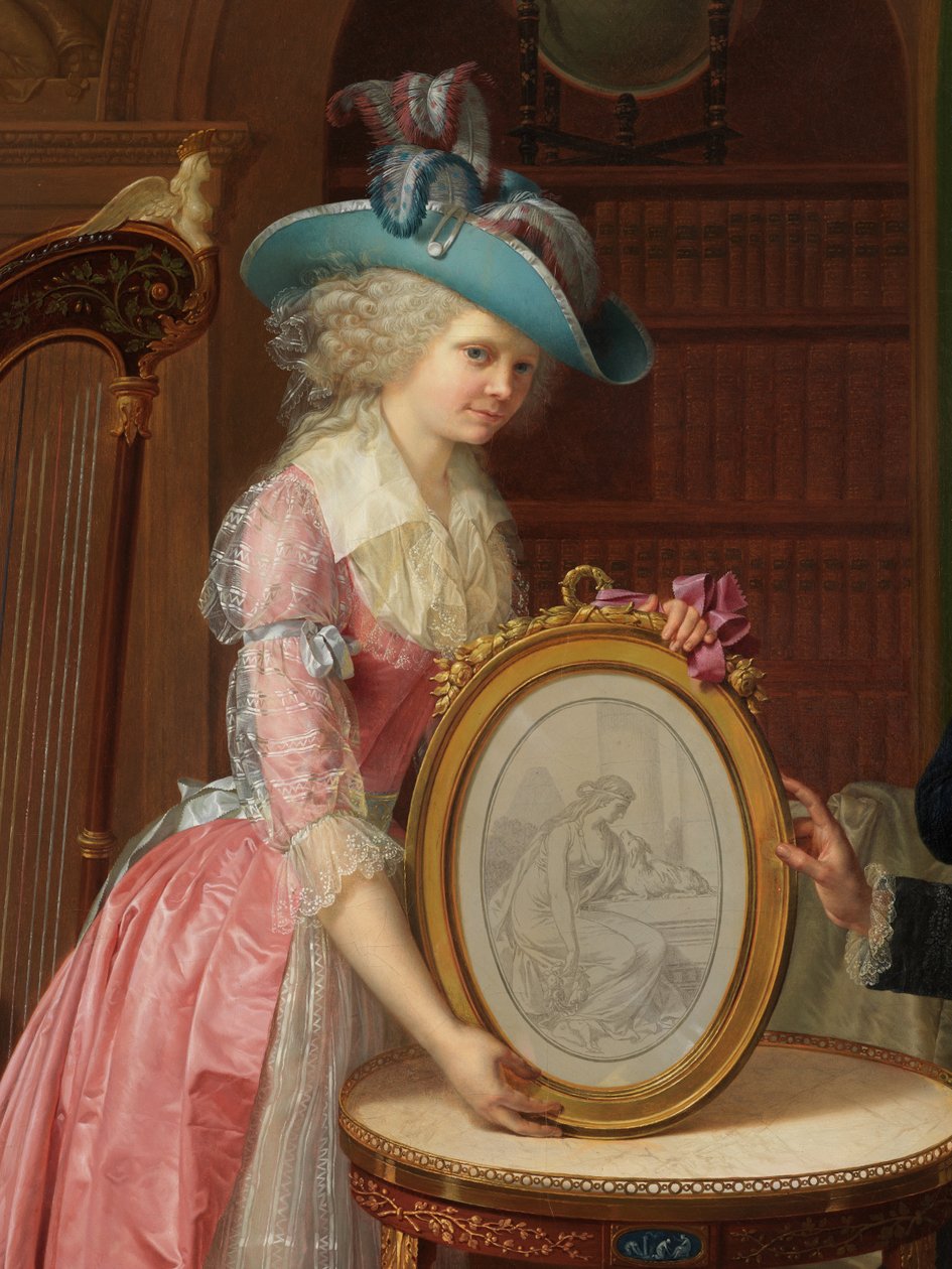 Detalj av porträtt av familjen Villers av Bernard Duvivier