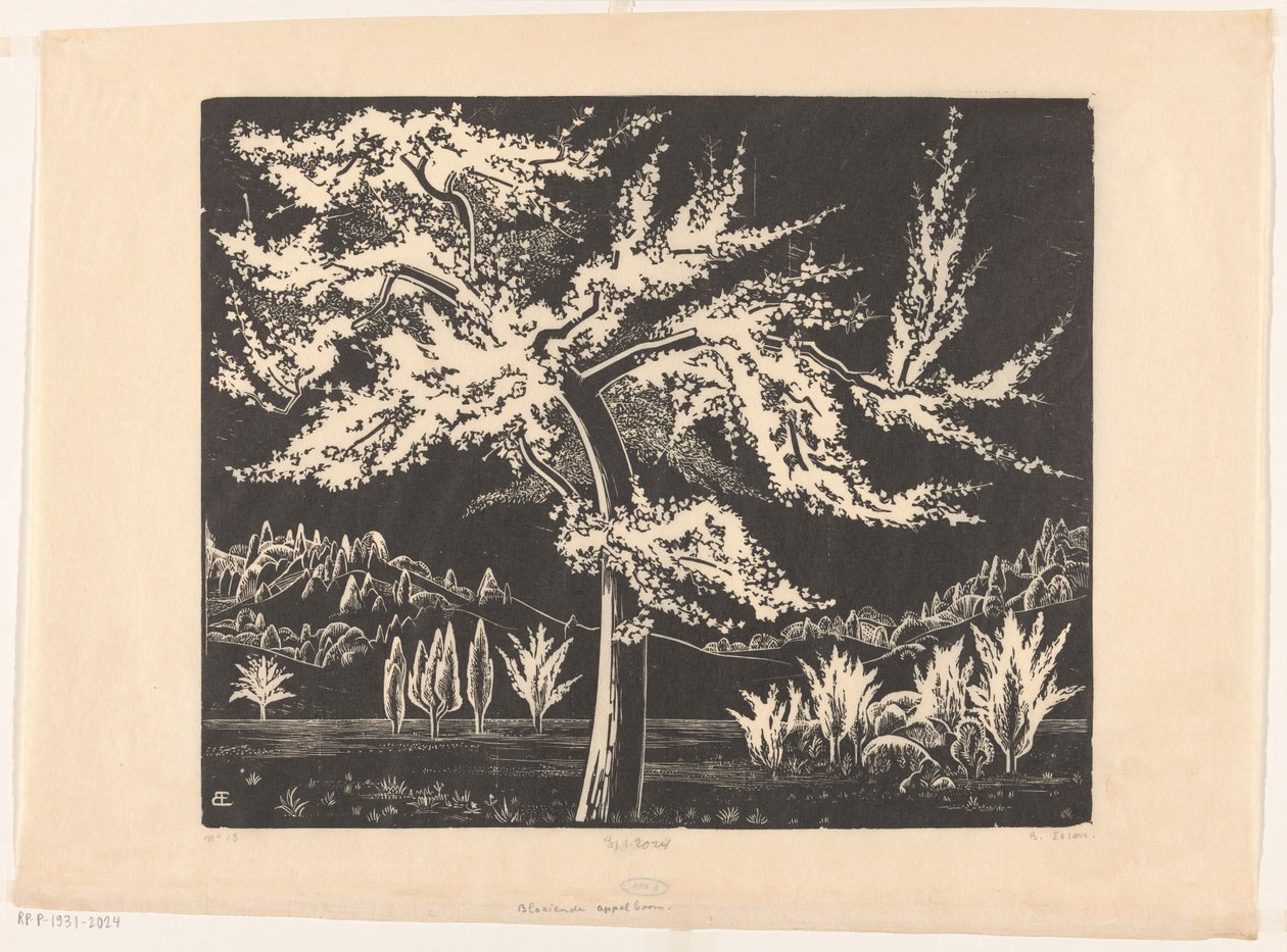 Blommande äppelträd (originaltitel på objektet) av Bernard Essers (signed by artist)