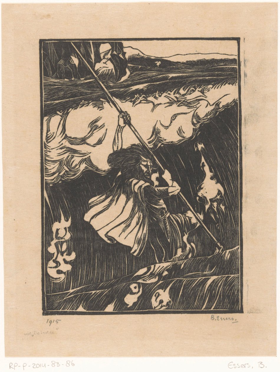 Cuchulainn kämpar mot bränningen av Bernard Essers (signed by artist)