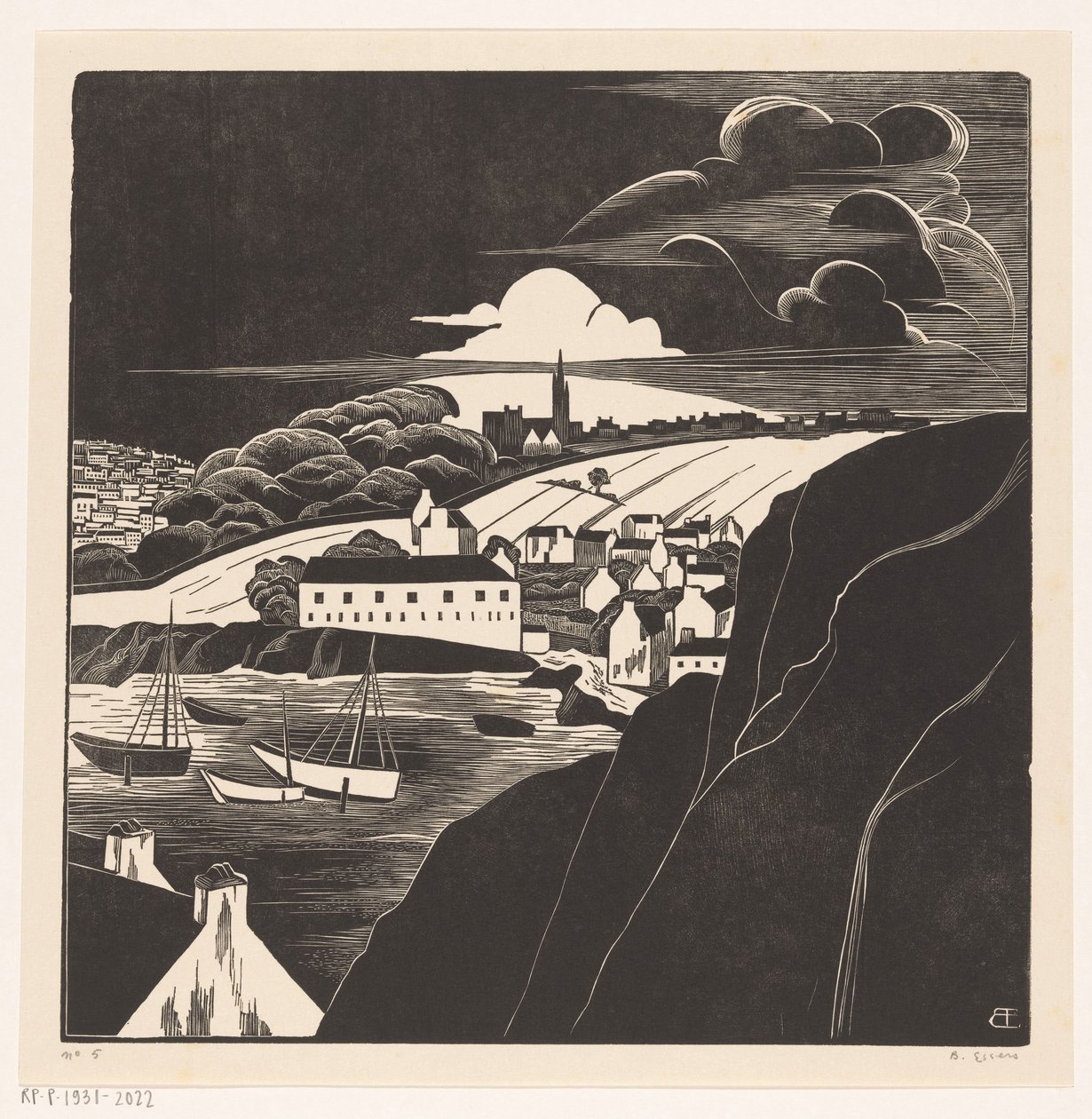 Hamn vid lågvatten (originaltitel på objekt) av Bernard Essers (signed by artist)
