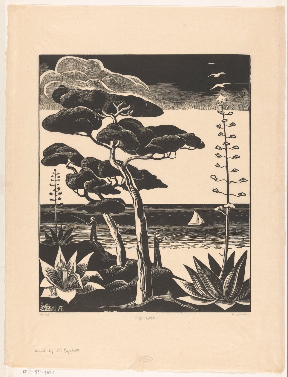 Kusten vid Saint-Raphaël (originaltitel på objektet) av Bernard Essers (signed by artist)