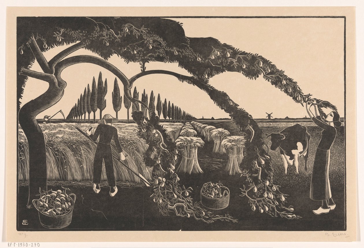 Skörda man och kvinna av Bernard Essers (signed by artist)