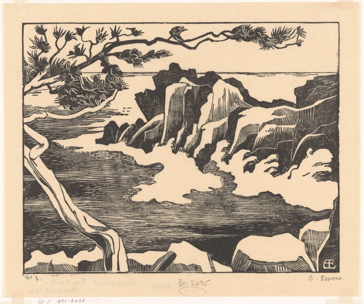 Klippiga kusten vid Saint-Raphaël av Bernard Essers (signed by artist)