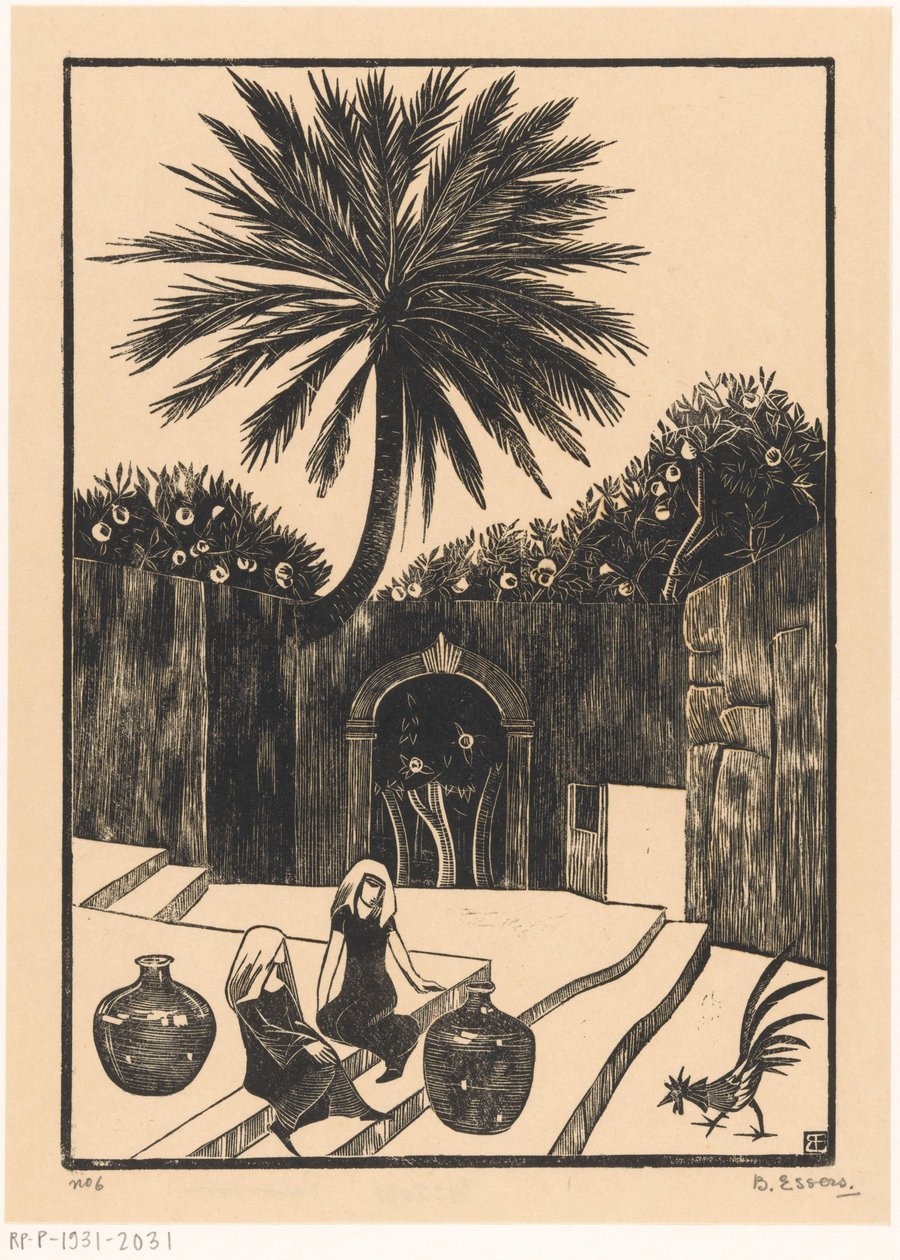 Gata med trappor i Taormina på Sicilien av Bernard Essers (signed by artist)