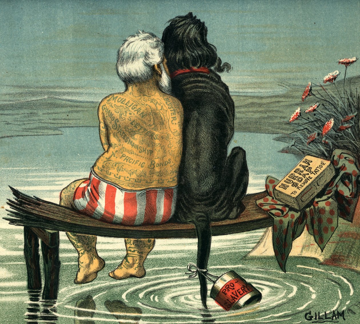 Jag och Jack publicerades i Puck Magazine 1884, (färgkromolitografi) av Bernard Gillam