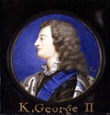 Porträtt av George II (1683-1760) (akvarell på kort) av Bernard III Lens