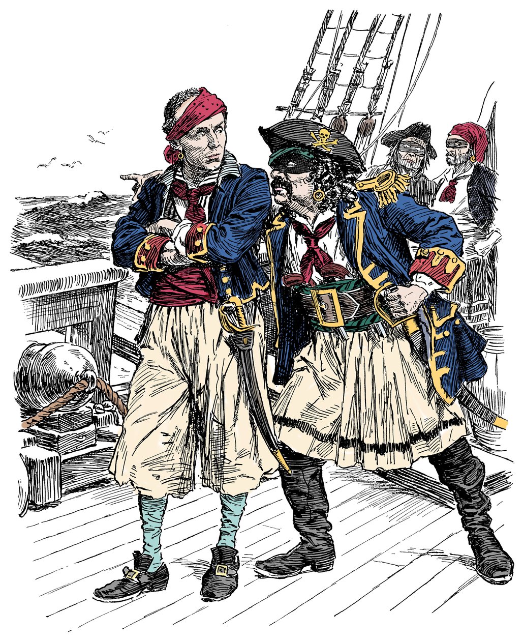 Två pirater hotar Illustration av Bernard Partridge (1861-1945) från 
