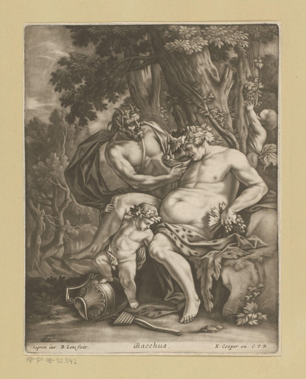 Bacchus omgiven av satyrer av Bernard Lens (II)