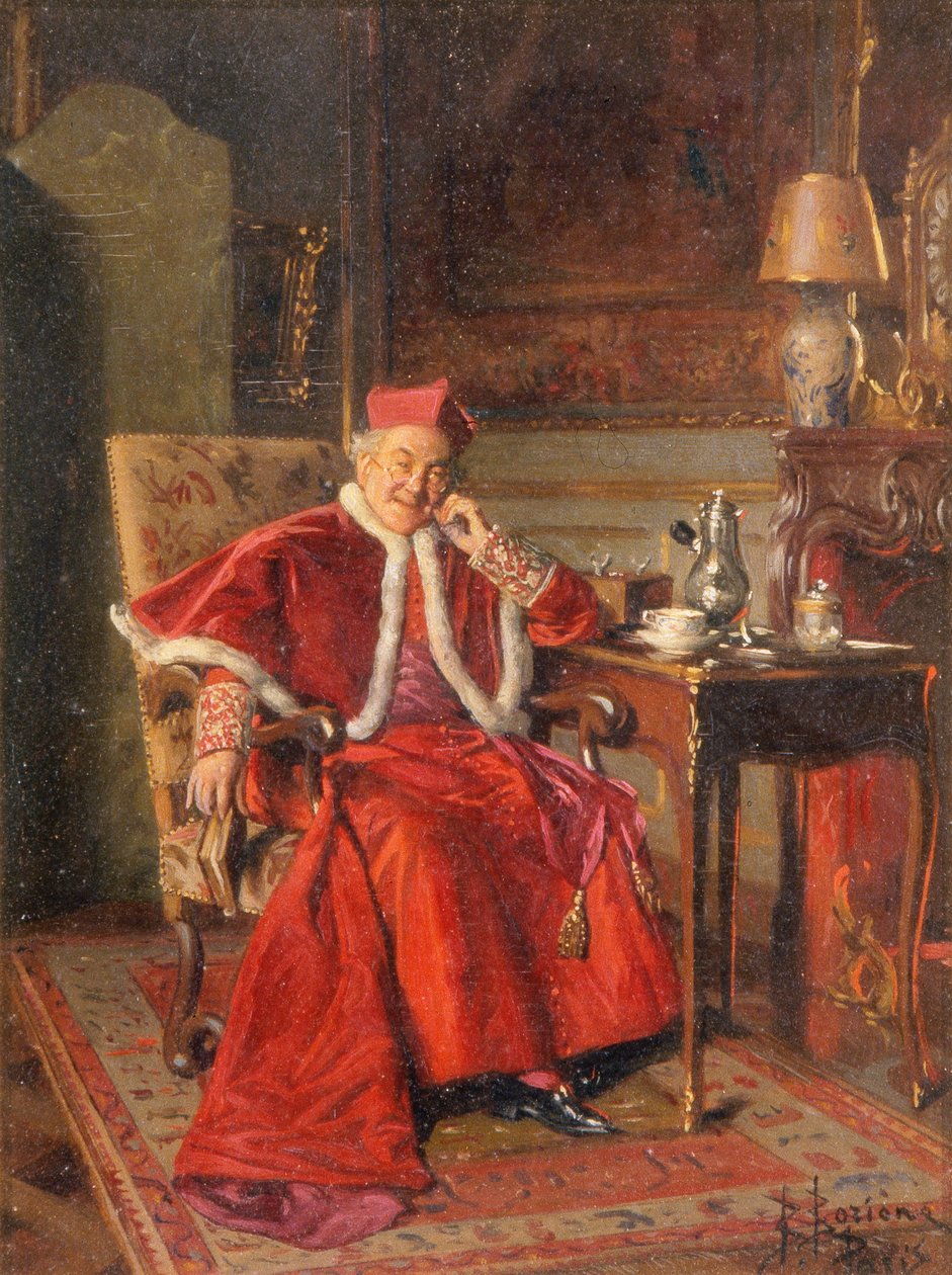 Kardinal vid kaffet, ca 1895 (olja på pannå) av Bernard Louis Borione