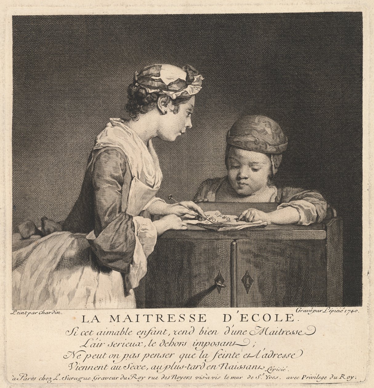 Skolläraren av Bernard Lépicié after Jean Siméon Chardin