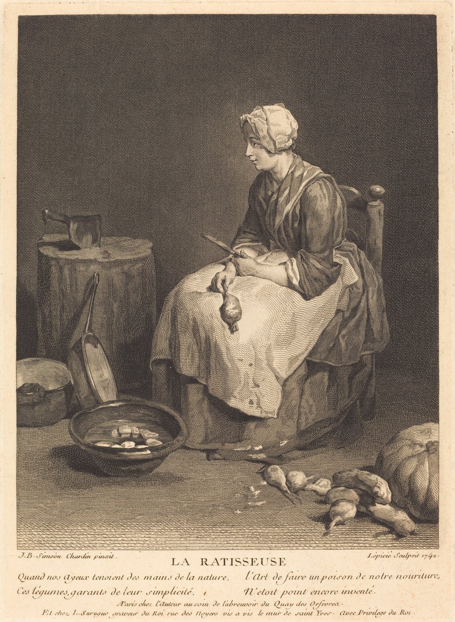 Krattan av Bernard Lépicié after Jean Siméon Chardin
