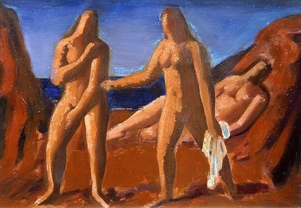 Grupp badgäster (olja ombord) av Bernard Meninsky