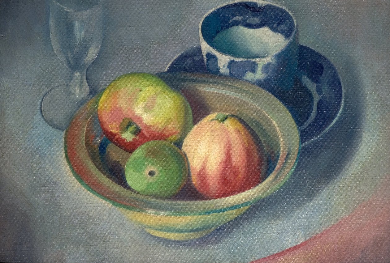 Stilleben med äpplen av Bernard Meninsky