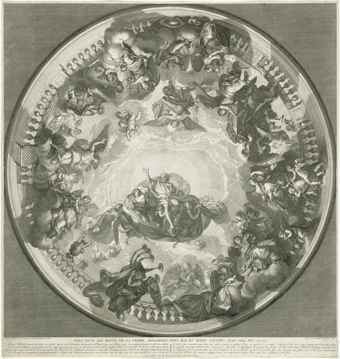 Takmålning som föreställer Kristus som sänder den helige Ande till jorden av Bernard Picart (workshop of)