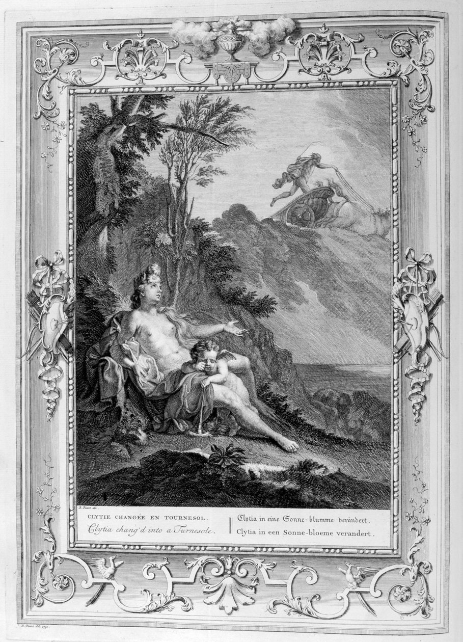 Clytia förvandlades till en vändsula, 1733 av Bernard Picart