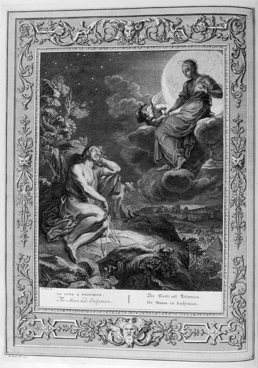 Endymion och månen (gravyr) av Bernard Picart