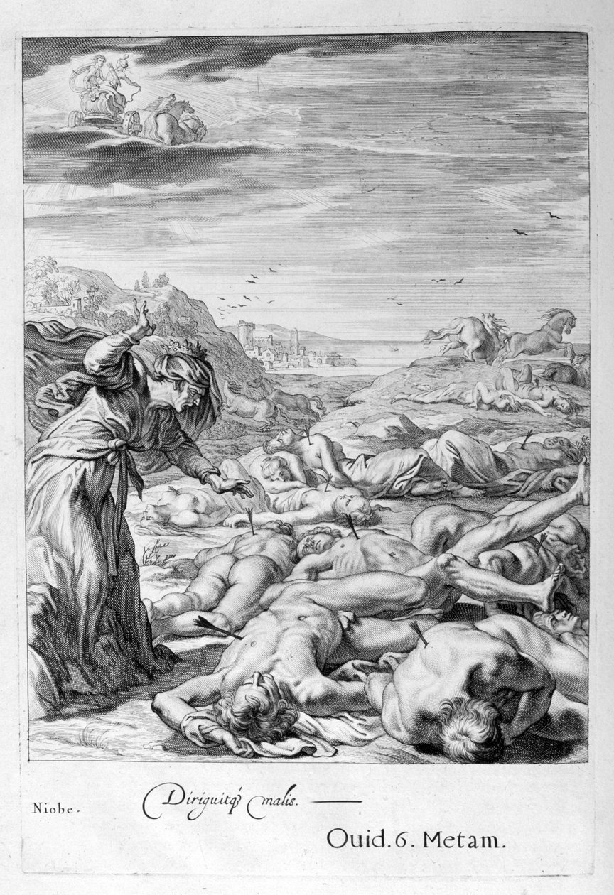 I grekisk mytologi var Niobe en dotter till Tantalus och till någon av Dionne av Bernard Picart