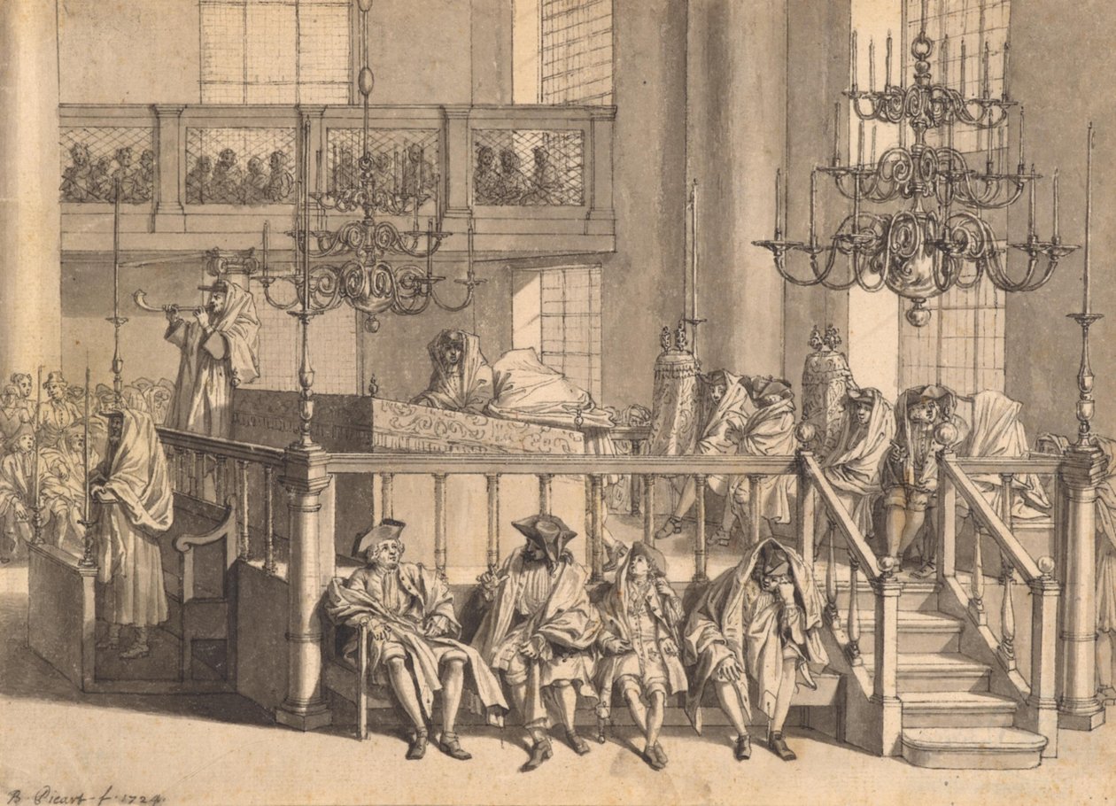 Det judiska nyåret i den portugisiska synagogan i Amsterdam av Bernard Picart