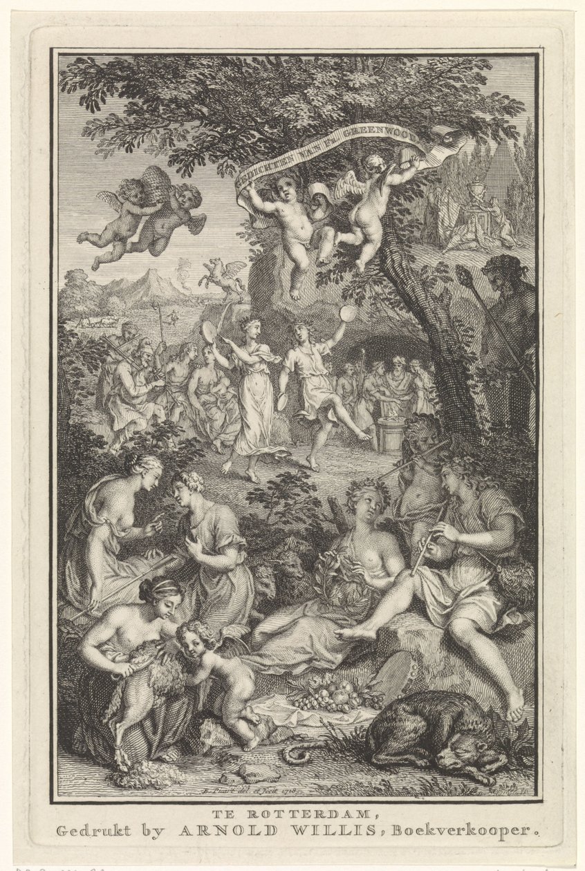 Landskap med herdar och herdinnor Titelsida för: F. Greenwood, Poems, 1719 av Bernard Picart