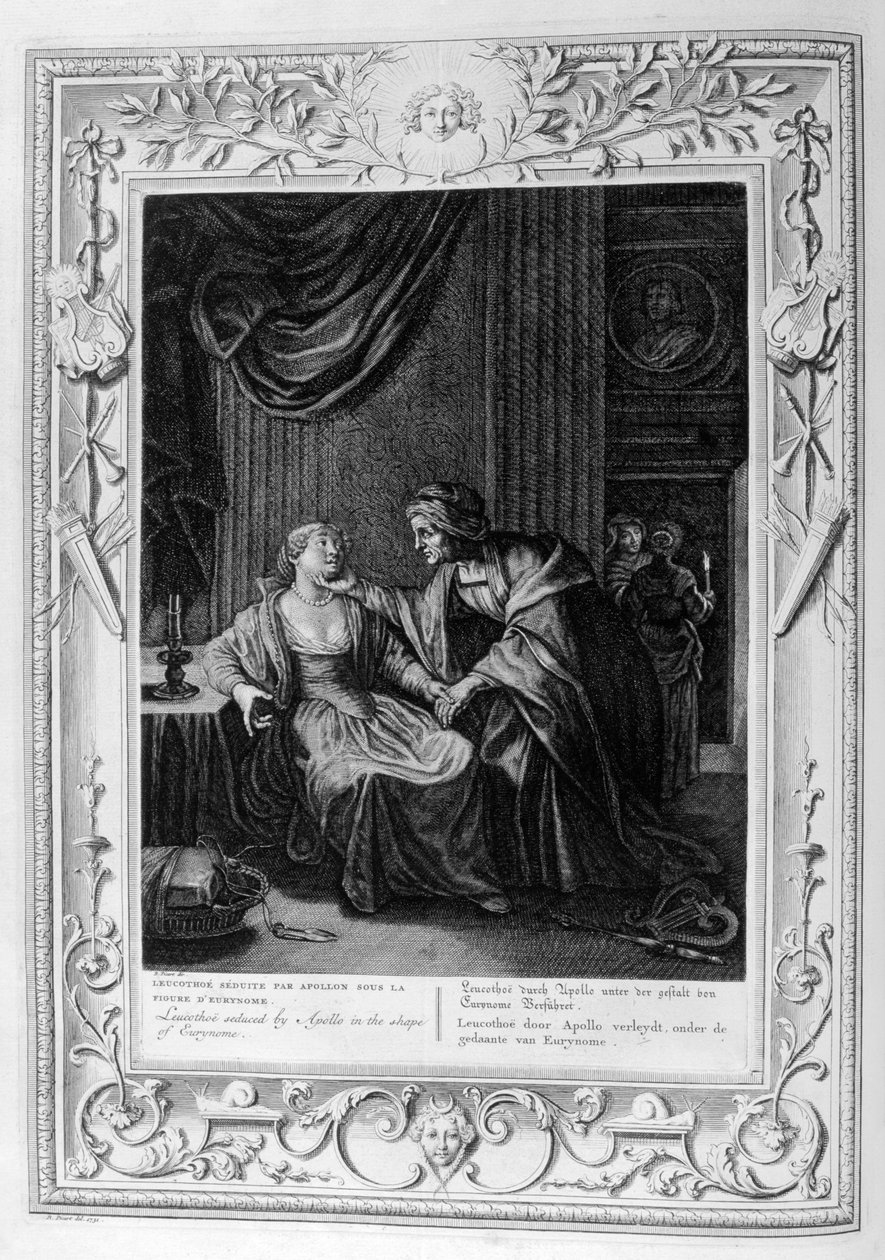 Leucothoe förförd av Apollo i form av Eurynome, 1733 av Bernard Picart