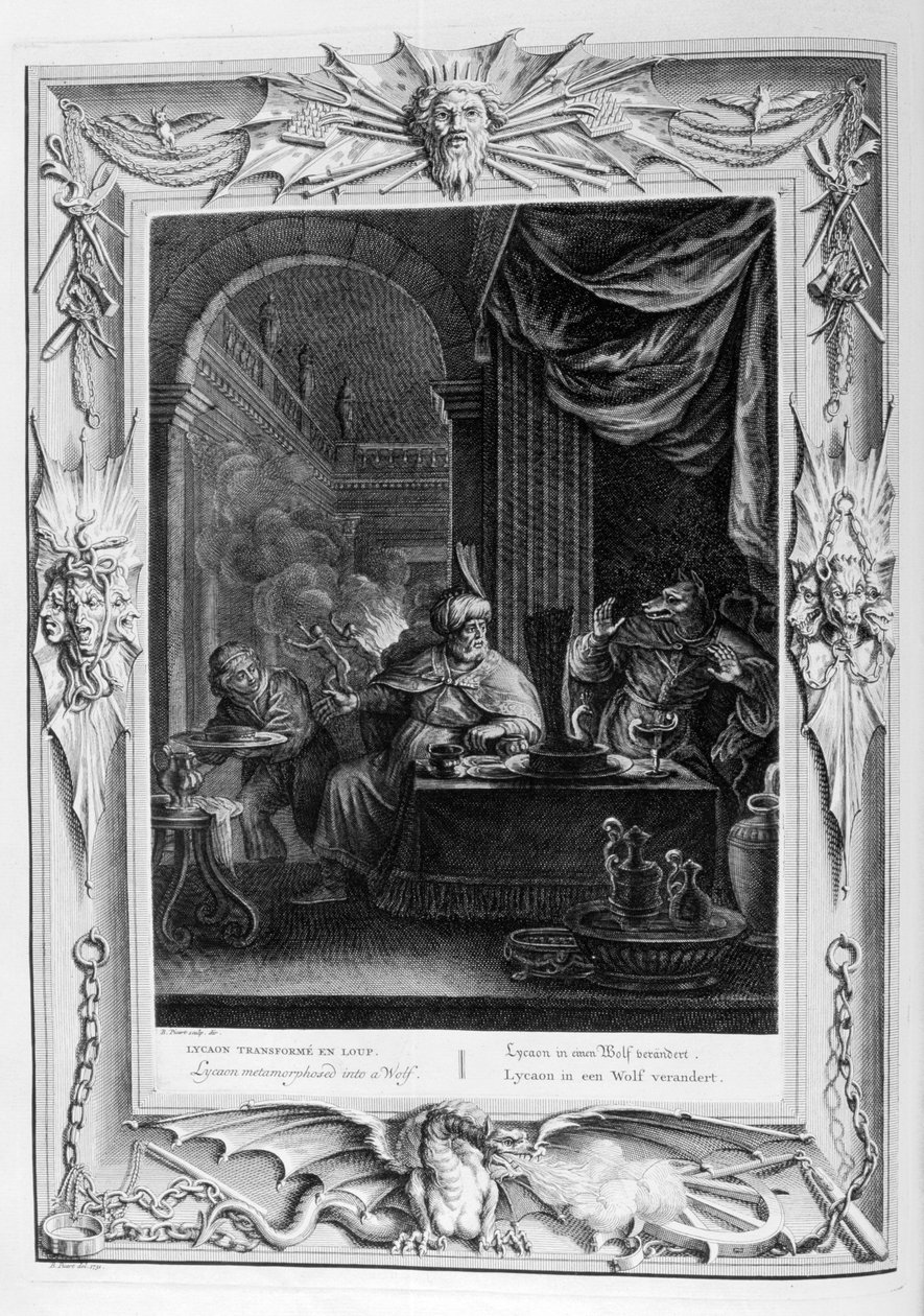 Lycaon Metamorphosed into a Wolf, 1733 av Bernard Picart