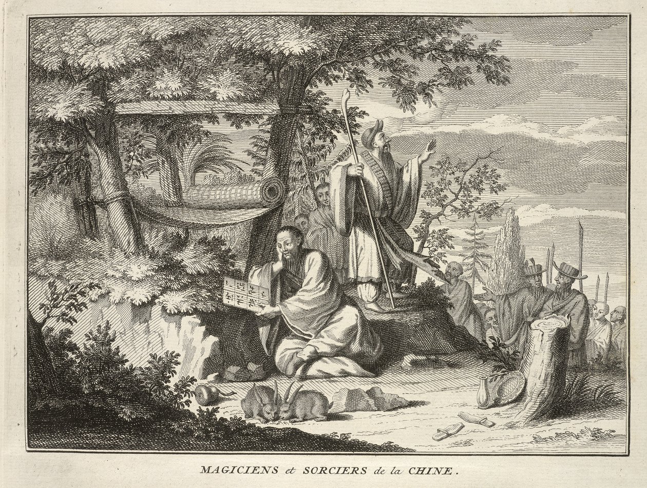 Magiker och trollkarlar i Kina, från alla världens folks religiösa ceremonier och seder, pub.1736 av Bernard Picart