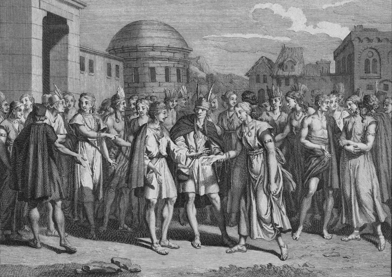 Sätt på vilket LYncas gifter sig med They of his Blood, 1723. av Bernard Picart