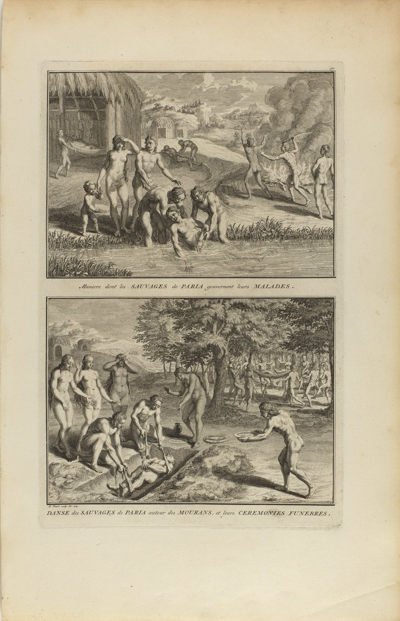 Manière dont les Sauvages.../Dance des Sauvages de Paria av Bernard Picart