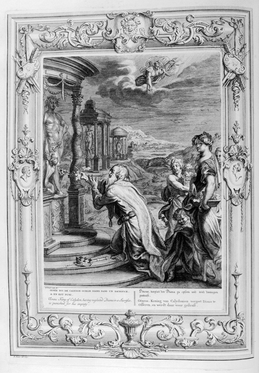 Oeneus, kung av Calydon.. straffas för sin ogudaktighet, 1733 av Bernard Picart