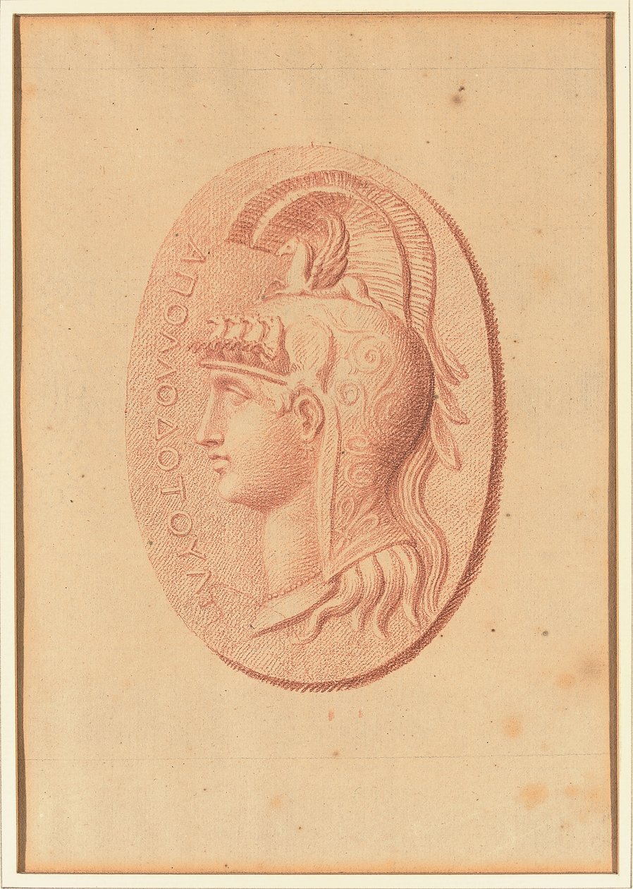 En av fyra studier efter kaméer, tre med klassiska profilporträtt och en med en fragmentarisk relief av Amor och två lejon som drar en vagn (rödkrita på papper) av Bernard Picart