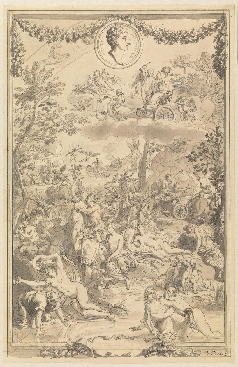 Utkast till en titelsida till Ovidius’ Metamorfoser av Bernard Picart