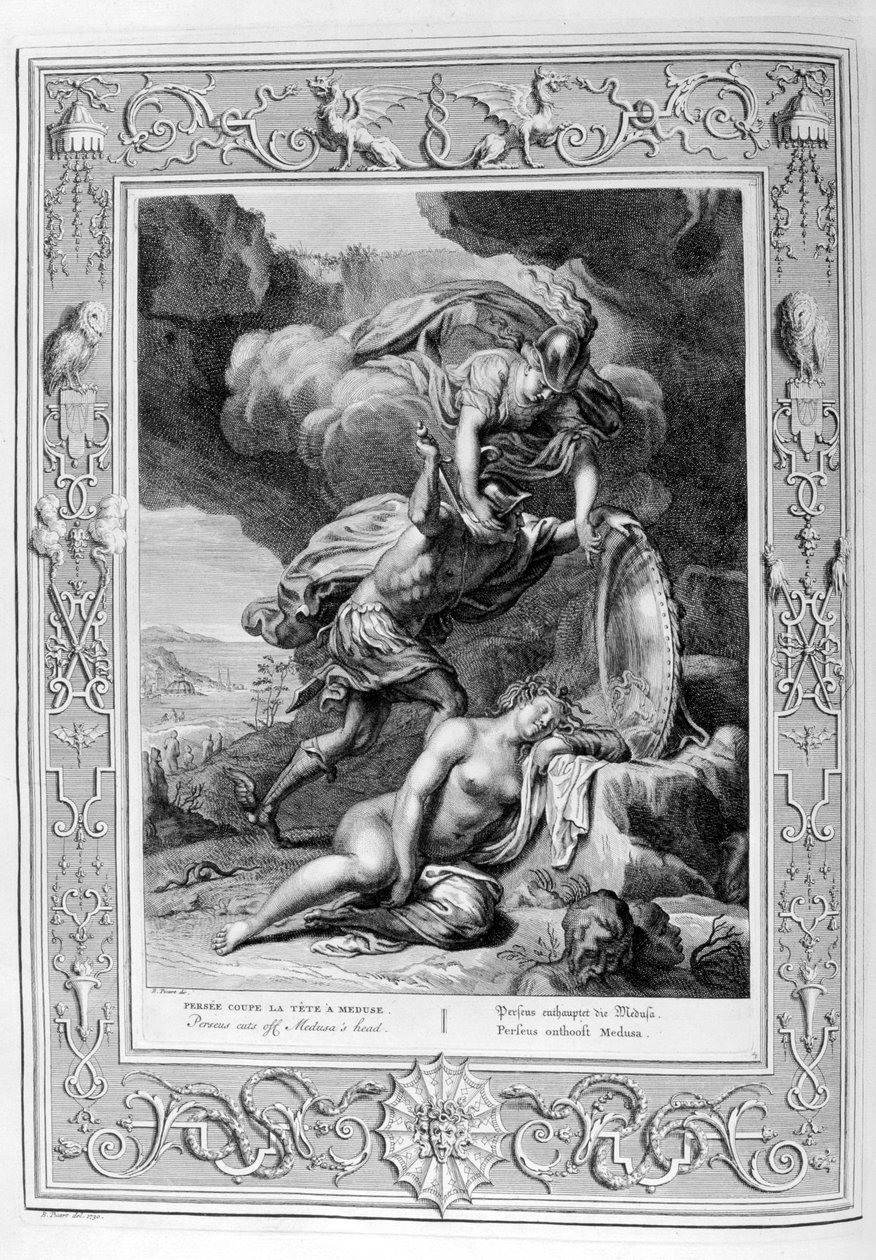 Perseus skär av Medusas huvud, 1733 av Bernard Picart