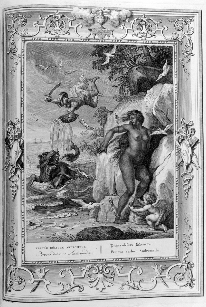 Perseus befriar Andromeda från sjömonstret, 1733. av Bernard Picart