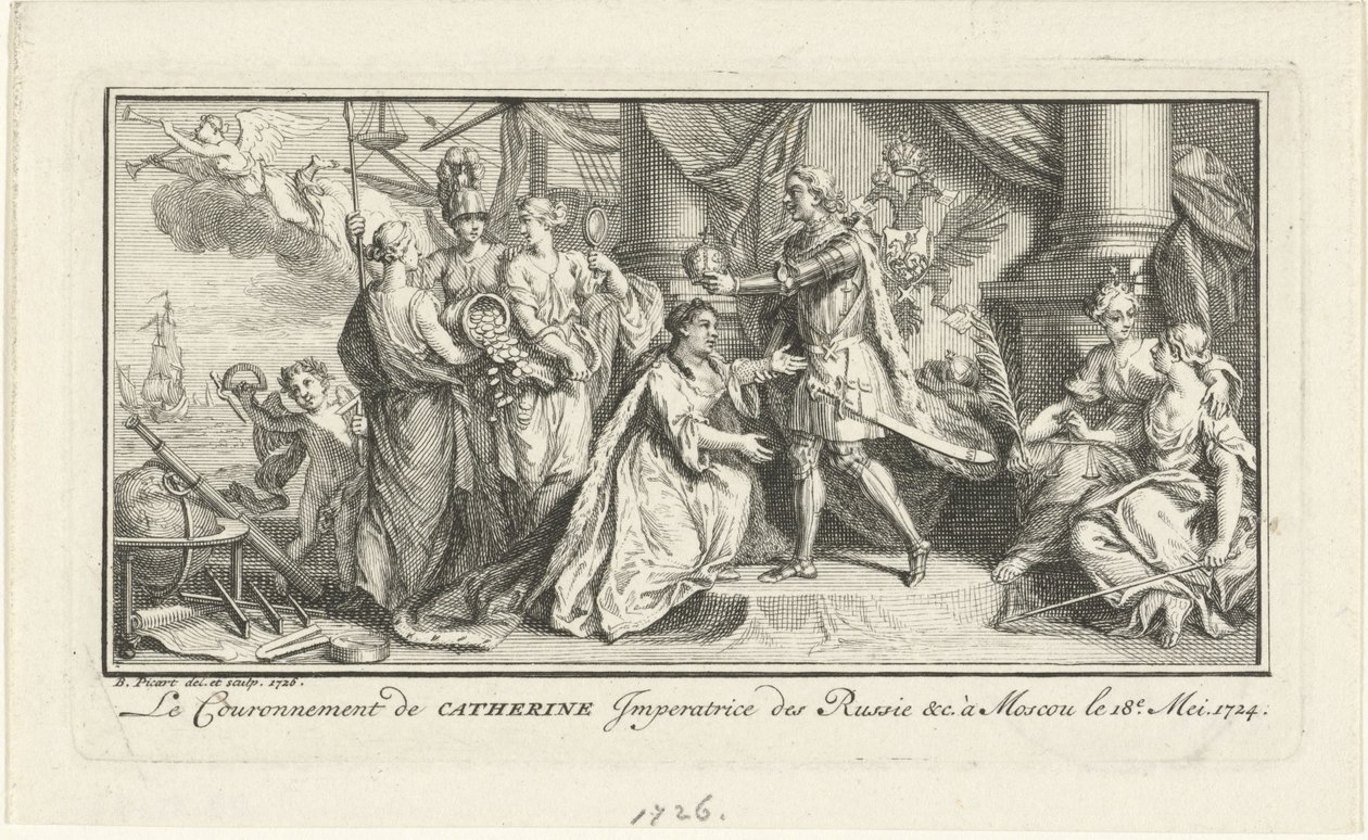 Peter den store kröner sin hustru Katarina I som kejsarinna, 1726 av Bernard Picart