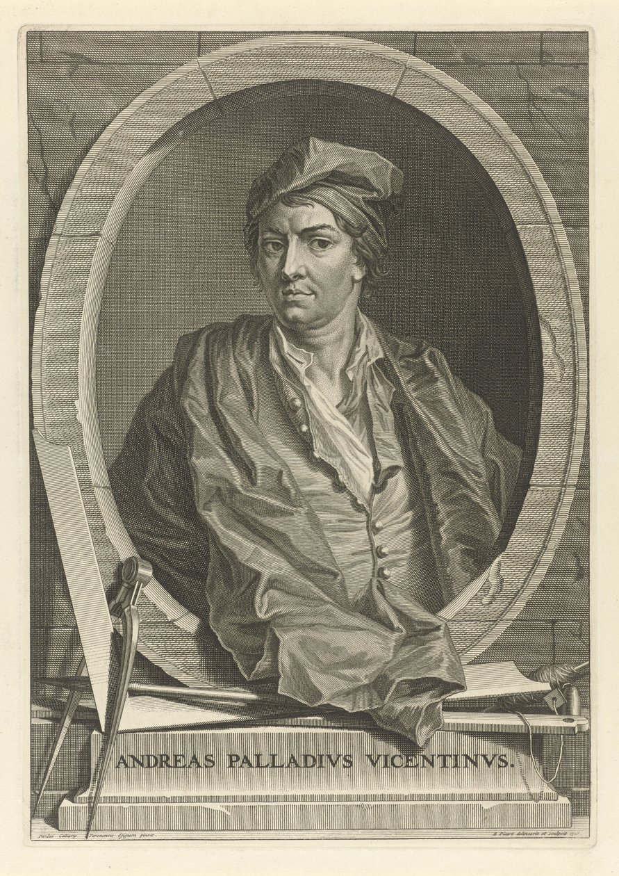 Porträtt av arkitekten Andrea Palladio 1508-1580 efter Paolo Veronese, 1716. av Bernard Picart