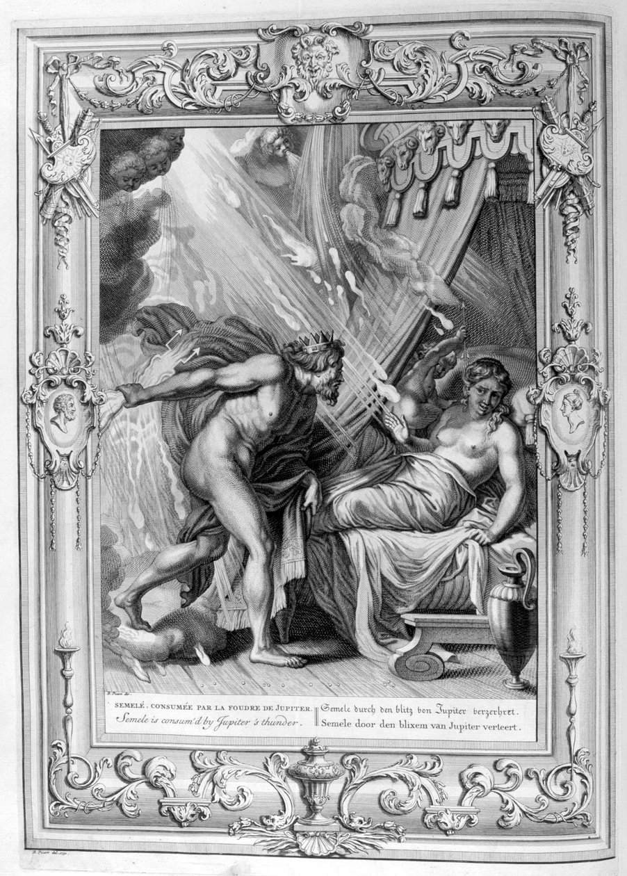 Semele förtärs av Jupiters eld, 1733 av Bernard Picart