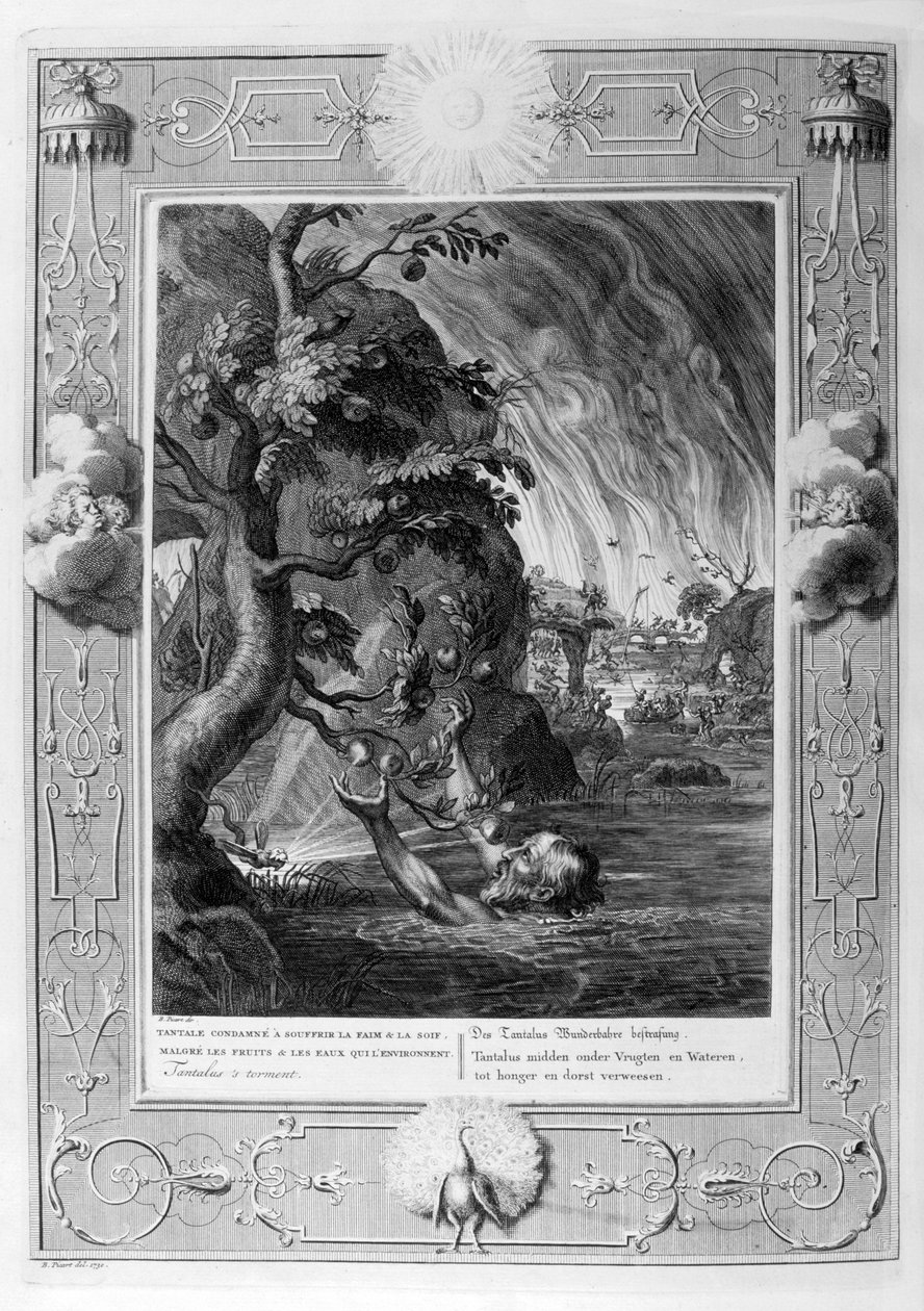 Tantalus plåga, 1733 av Bernard Picart
