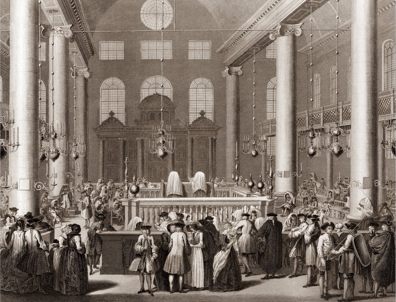 Den judiska högtiden Purim eller Cots Gravyr från "" Illustration av ceremonier och religiösa seder för alla världens folk" av Bernard Picart (1723-1743) 1819 Privat samling av Bernard Picart