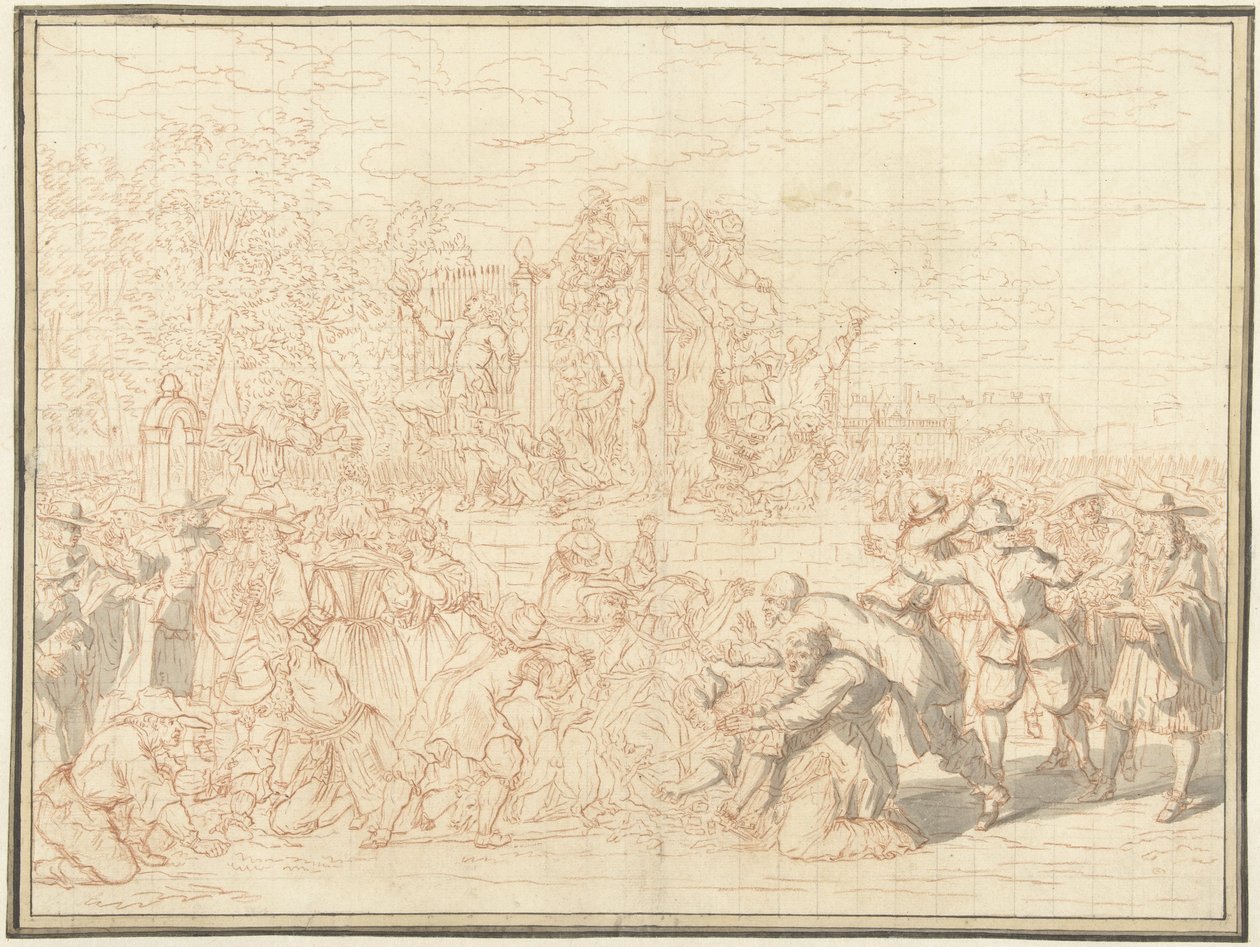 Stympning av bröderna De Witts kroppar, 1672 av Bernard Picart