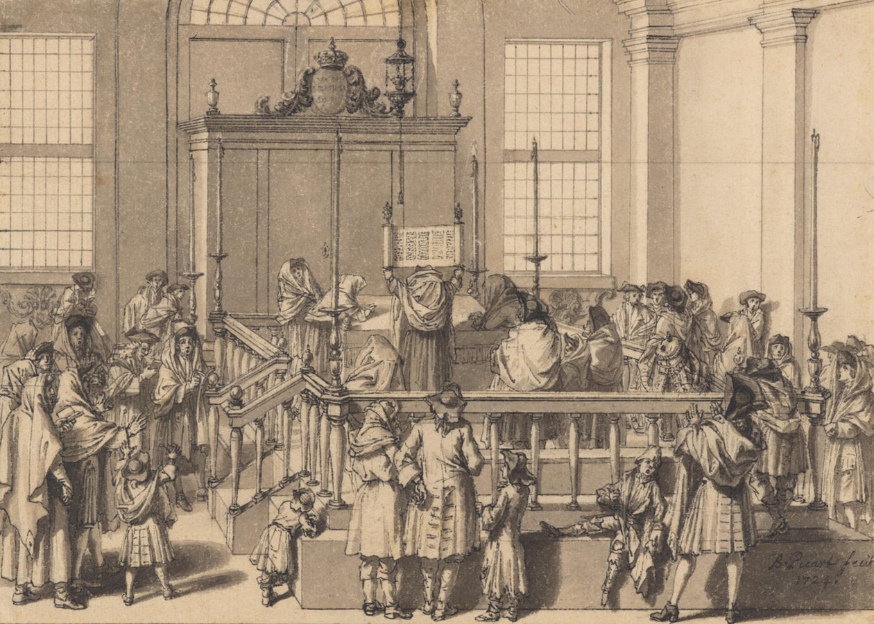 Läsning av lagen i den portugisiska synagogan i Haag av Bernard Picart