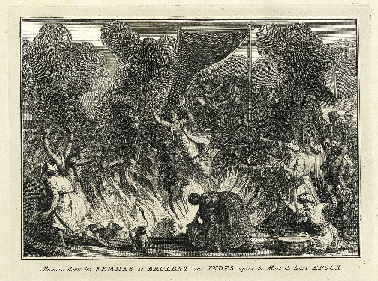 Änkabränning i Indien, 1728 av Bernard Picart