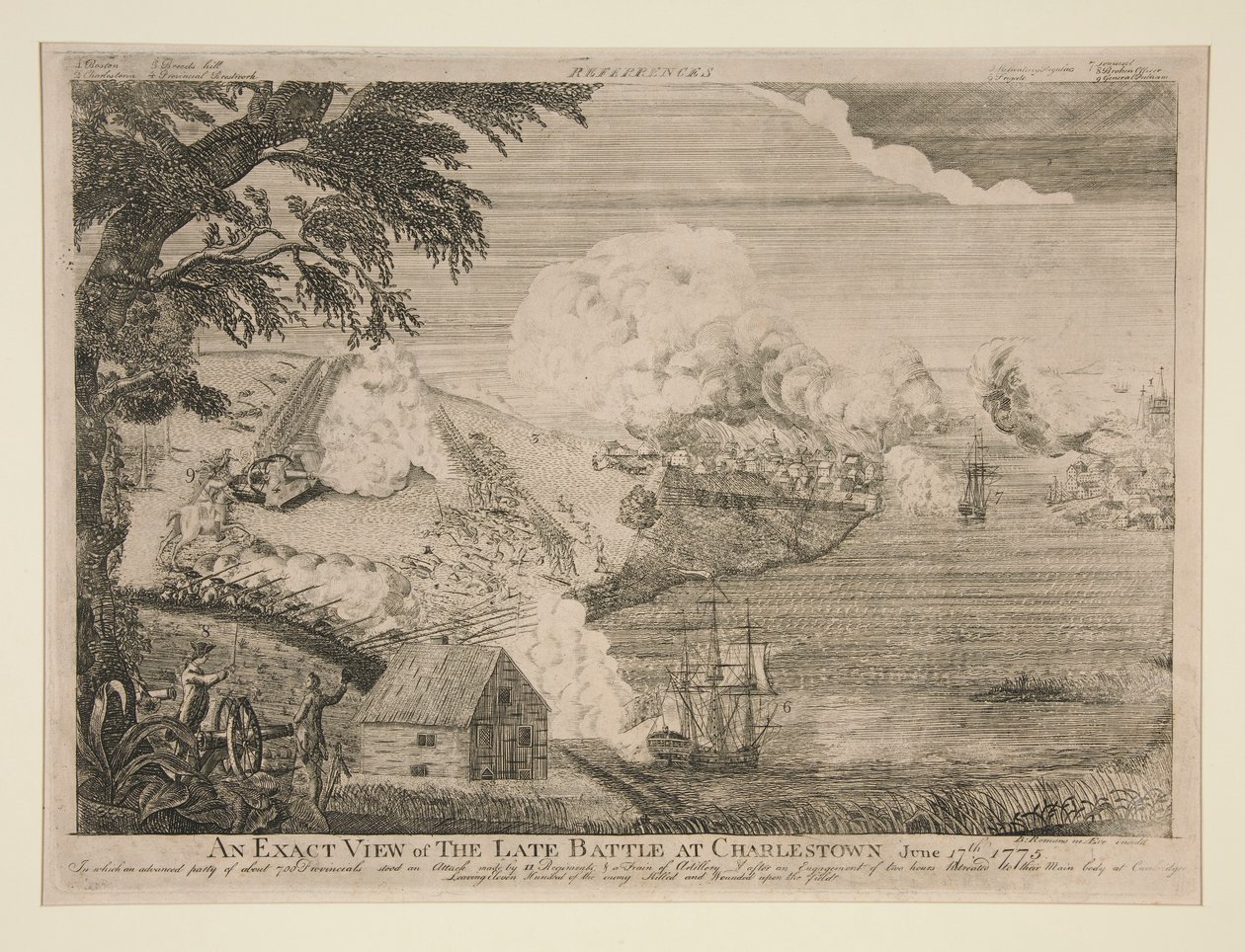 En exakt bild av det sena slaget vid Charlestown (Bunker Hill) av Bernard Romans