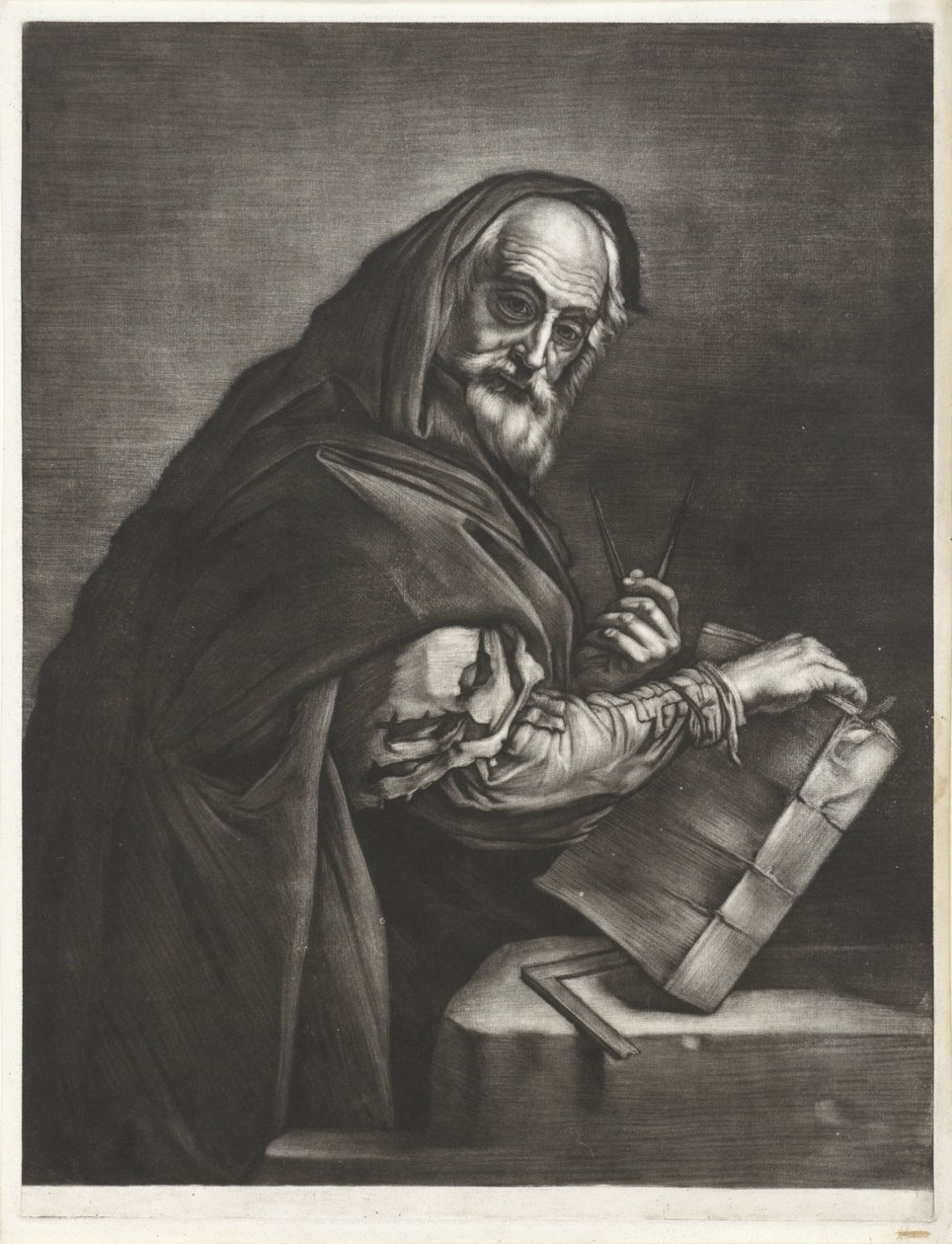 Filosof med en kompass och en bok Philosophers Portraits (serietitel) av Bernard Vaillant