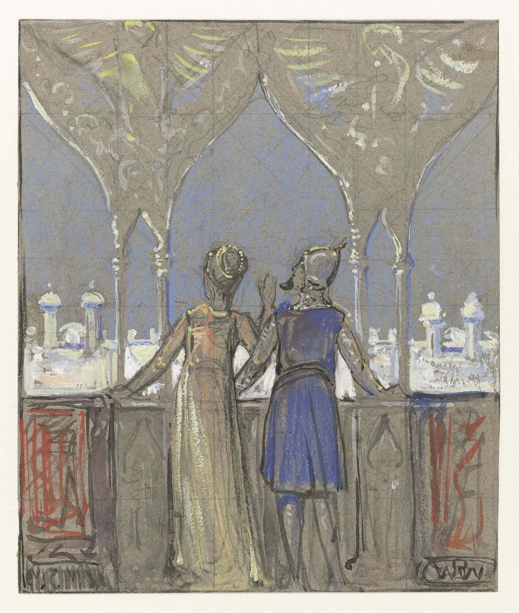 Par ser över orientalisk stad av Bernard Willem Wierink (signed by artist)