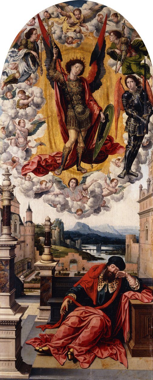 En man på väg att väckas ur sin sömn av Saint Michael, av Bernard van Orley